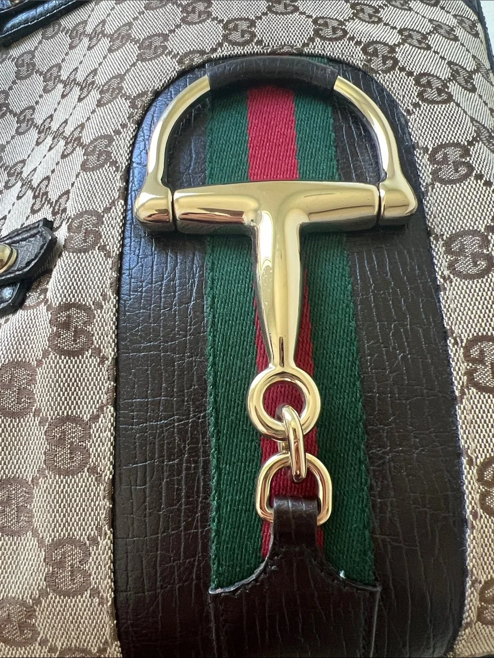 Gucci Brown GG Monogram Hasler Canvas Medium Tote Bag